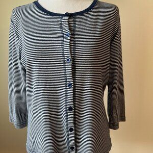 Carolyn Taylor Striped Cardigan (M) - Business to Coastal! 100% Cotton